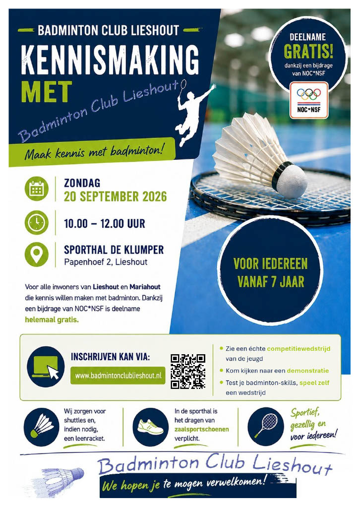 Kennismakings met Badminton Club Lieshout